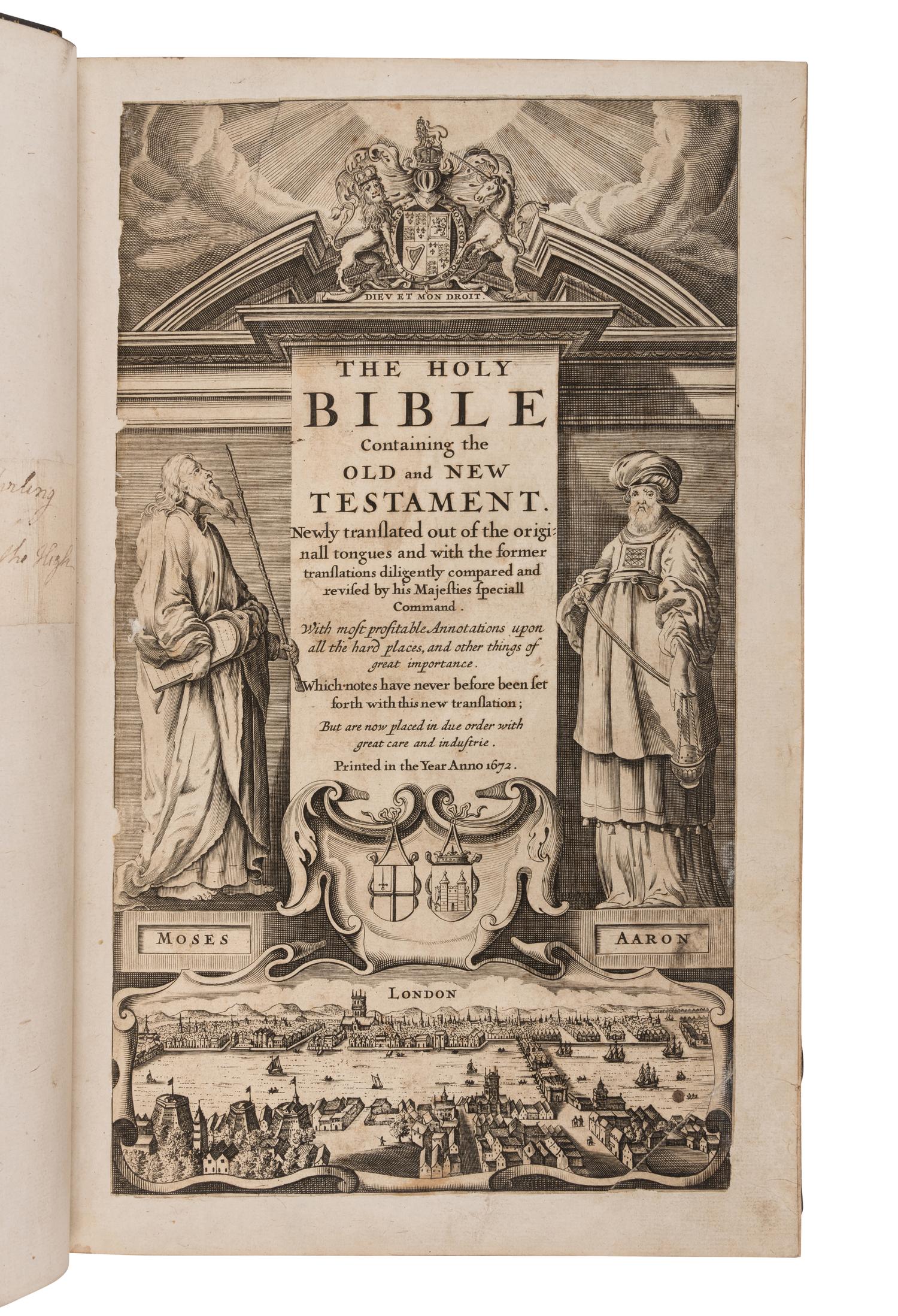 [BIBLE, in English]. The Holy Bible Containing the Old and New Testament . London: N.p., 1672.