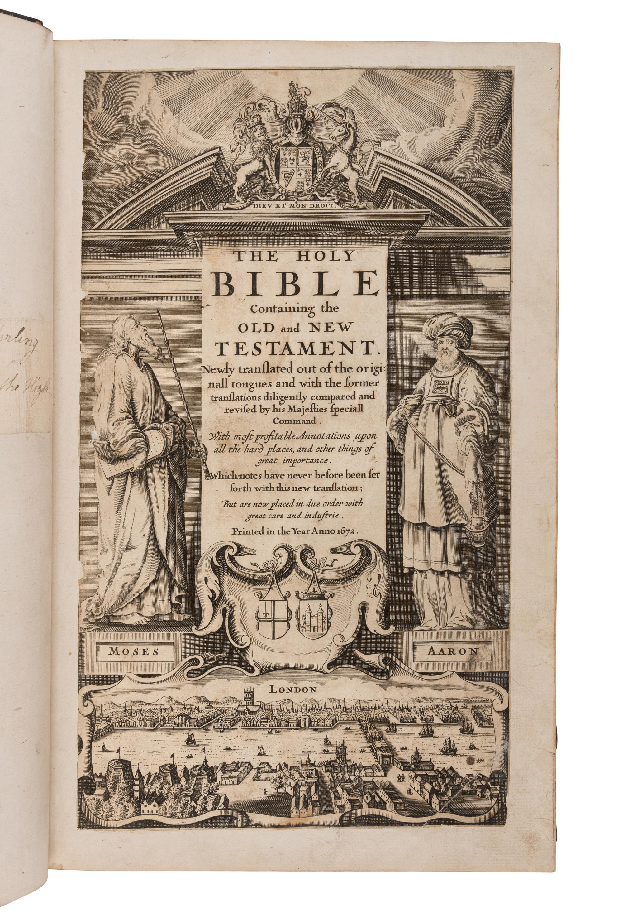 [BIBLE, in English]. The Holy Bible Containing the Old and New Testament . London: N.p., 1672.