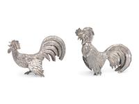 A Pair of Spanish Silver Cockerels