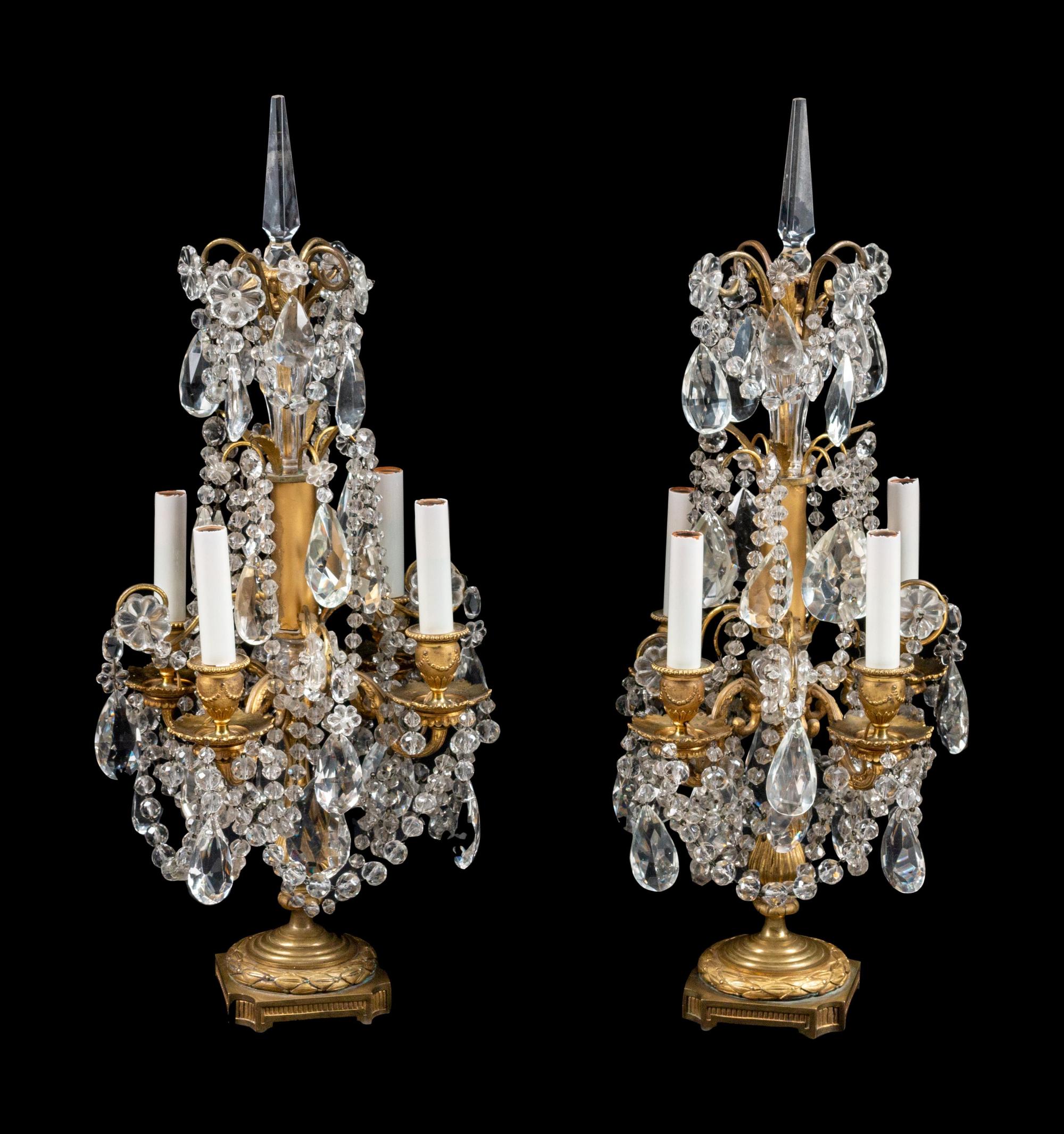 A Pair of French Gilt Bronze Four-Light Girandoles