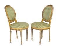 A Pair of Louis XVI Style Painted Side Chairs