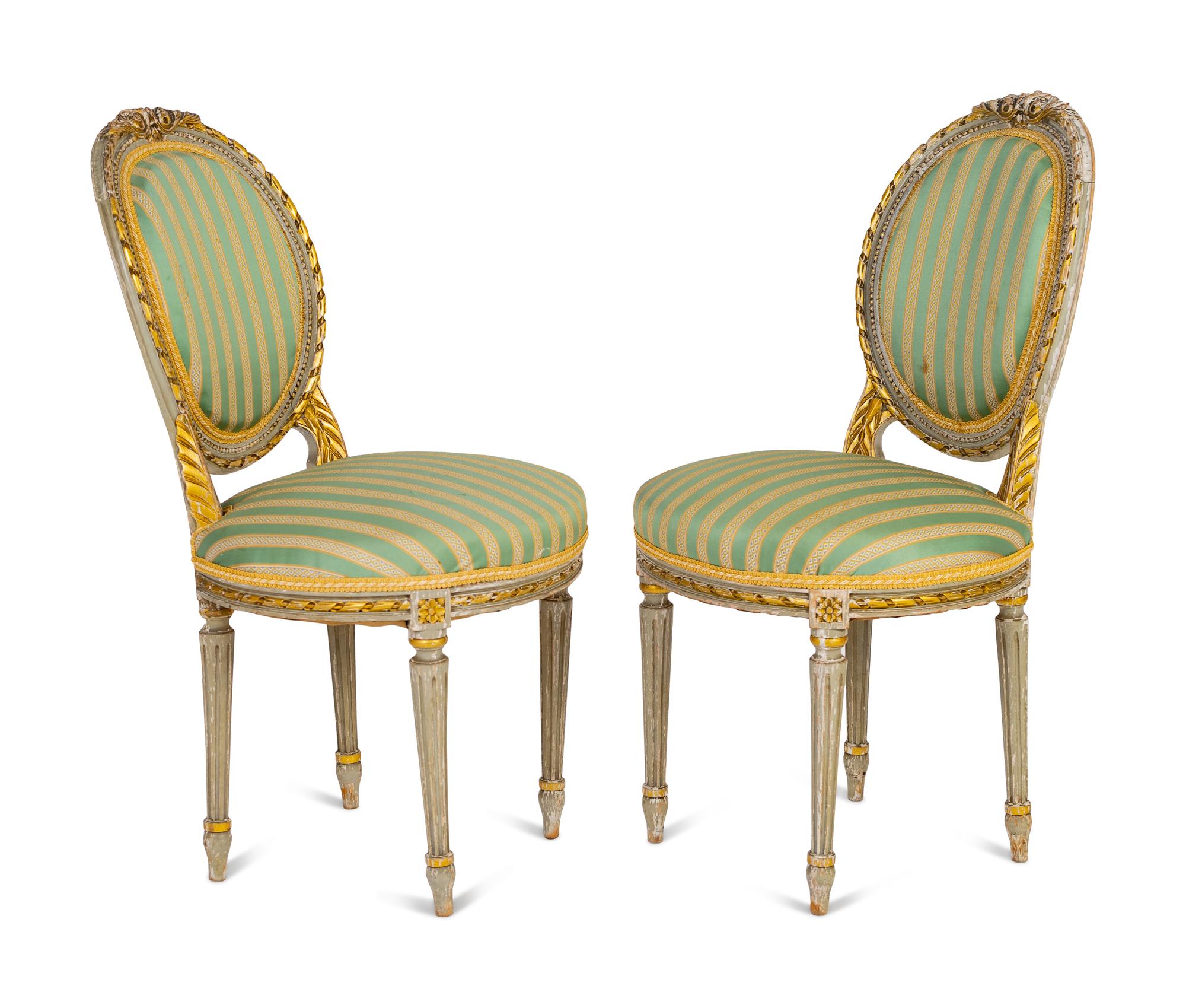 A Pair of Louis XVI Style Painted Side Chairs