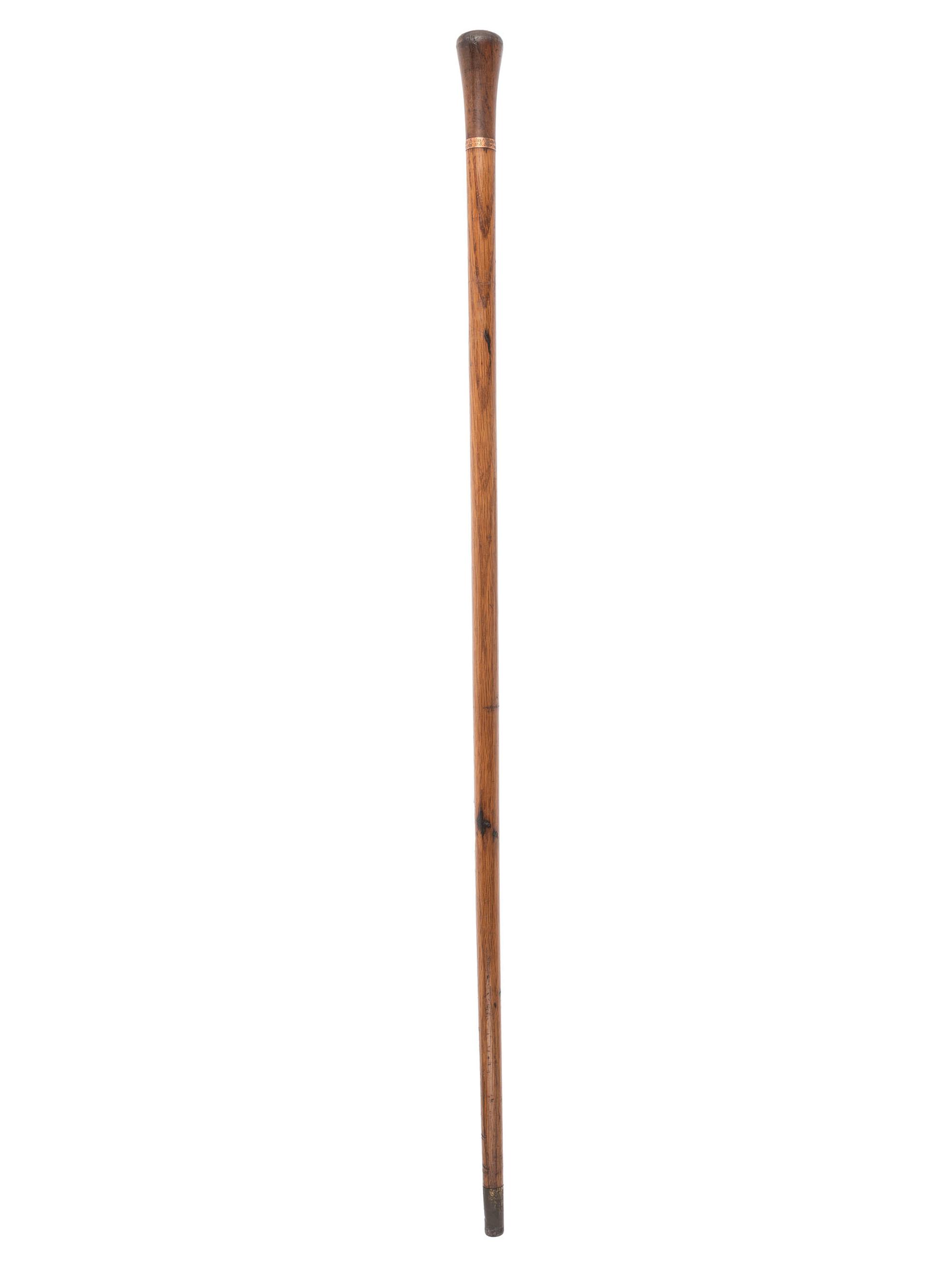 [MILITARIA - NAVY]. Walking stick presented to Joseph Rudolph by Captain Giles B. Harber.