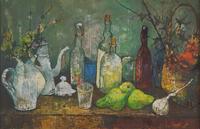 Jean Jansem (French, 1920-2013) — Still Life with Bottles and Fruit