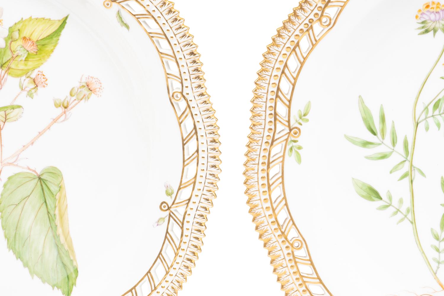 A Pair of Royal Copenhagen Flora Danica Reticulated Porcelain Platters