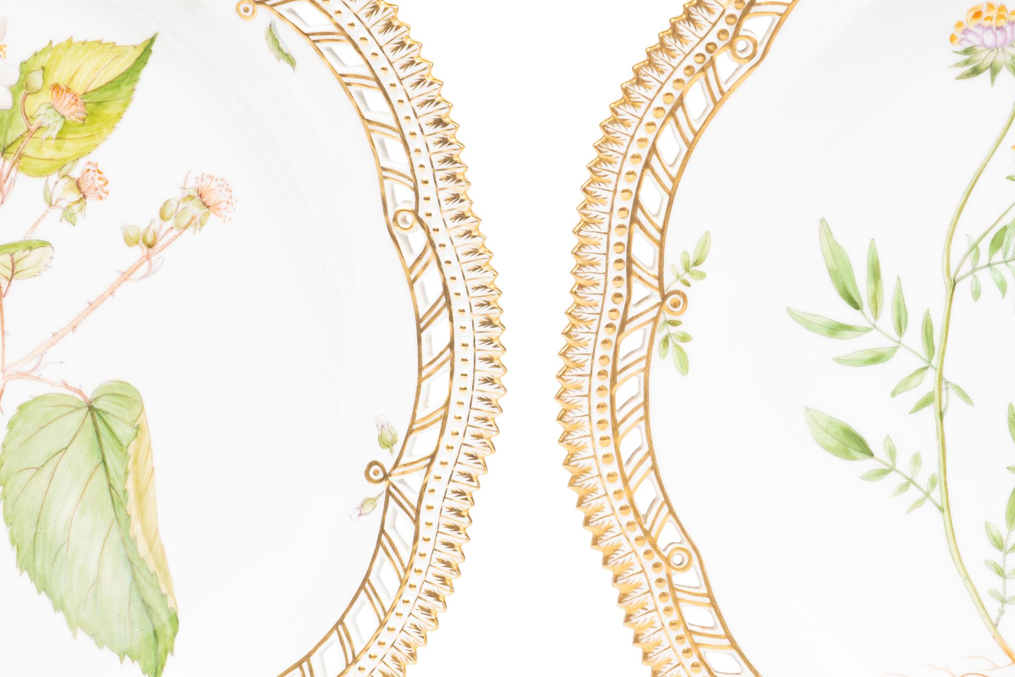 A Pair of Royal Copenhagen Flora Danica Reticulated Porcelain Platters