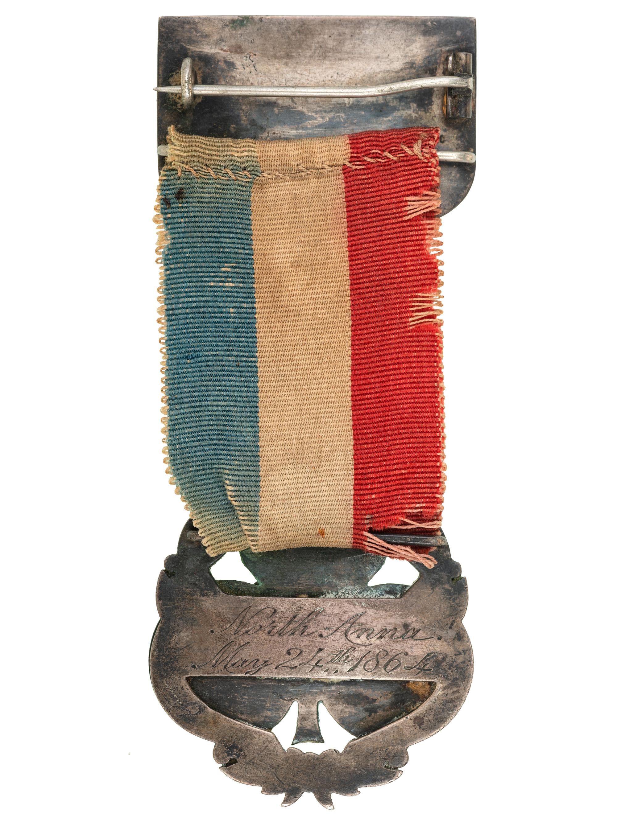[CIVIL WAR]. II Army Corps badge presented to Colonel Michael Cotter Murphy, 170th New York Infantry, Medal of Honor recipient for action at the Battle of North Anna River on 24 May 1864, and first New York City Police Commissioner.
