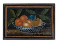 A Pair of Reverse-Painted Glass Fruit Still Life Panels