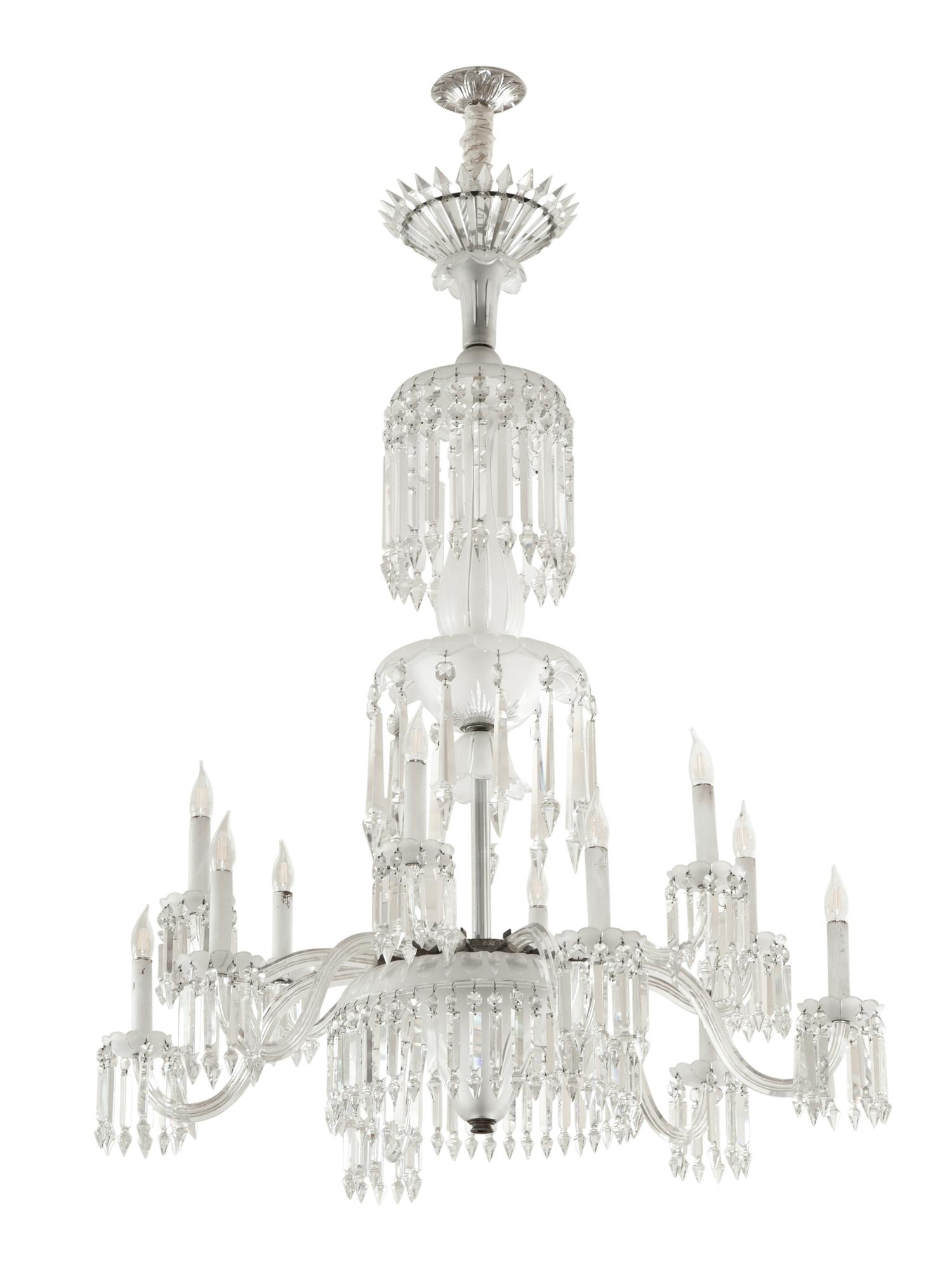 A Baccarat Cut and Etched Glass Twelve-Light Chandelier