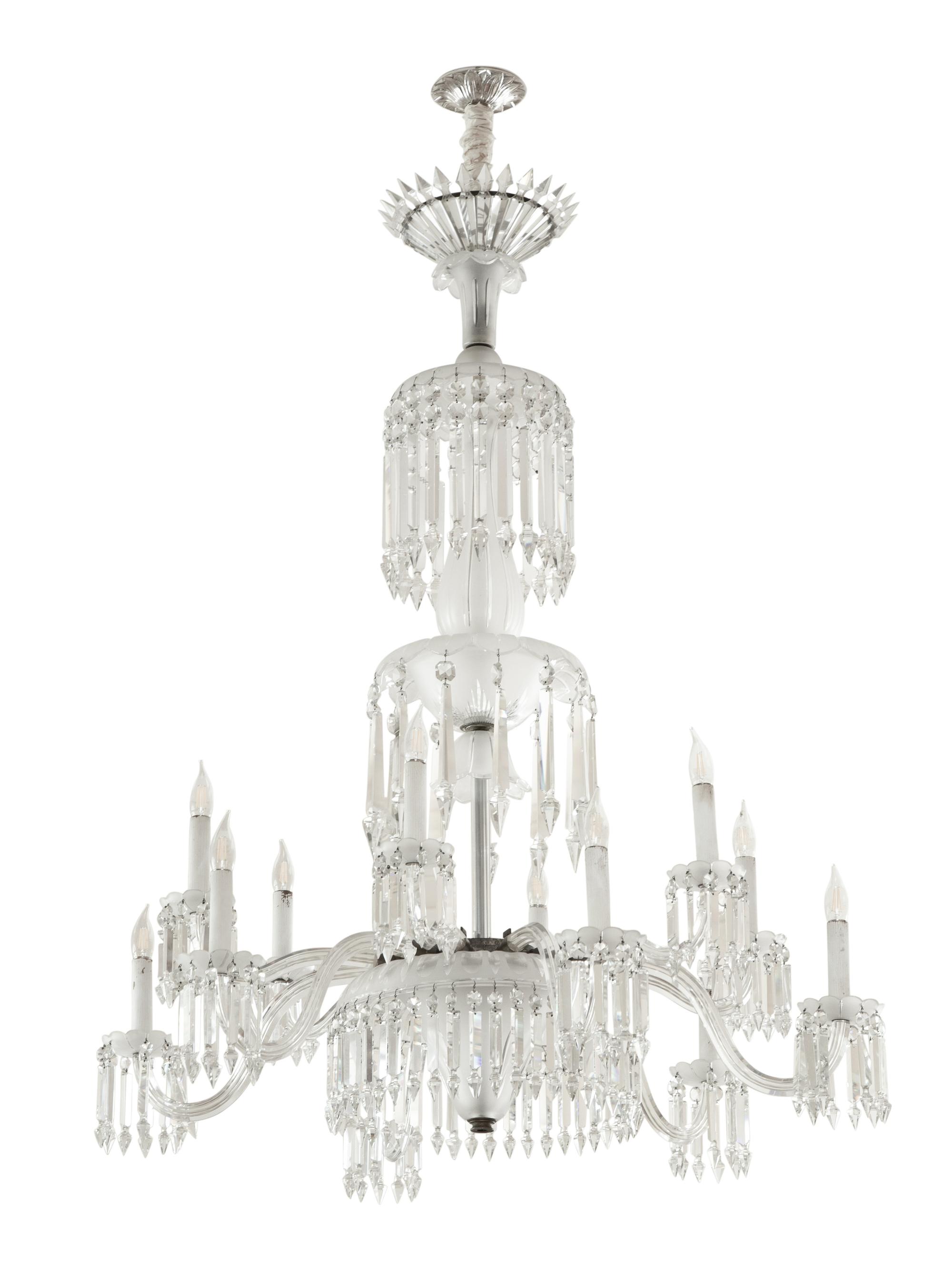 A Baccarat Cut and Etched Glass Twelve-Light Chandelier