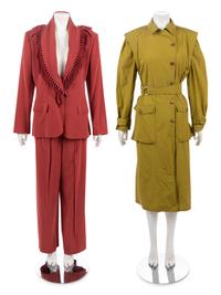 One Thierry Mugler Coat and a Jean Paul Gaultier Two Piece Pantsuit, 1980s