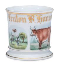 An Unusual Fraternal Butcher's Porcelain Occupational Shaving Mug