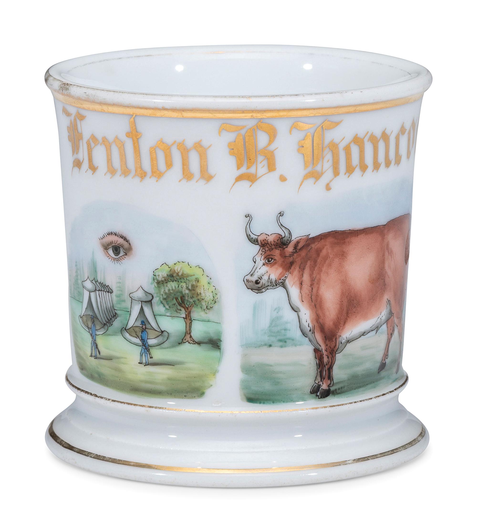 An Unusual Fraternal Butcher's Porcelain Occupational Shaving Mug