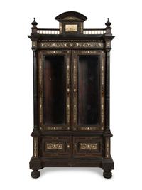 A North Italian Ebonized Bone-Inlaid Bookcase