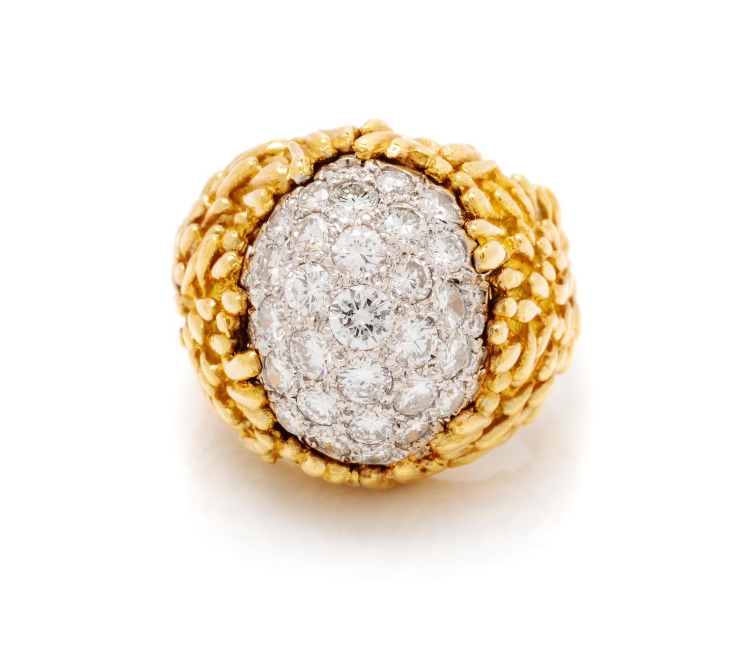 An 18 Karat Yellow Gold, Platinum and Diamond Ring, Hammerman Brothers, 12.00 dwts.