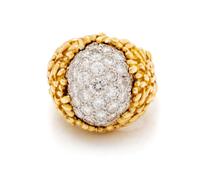 An 18 Karat Yellow Gold, Platinum and Diamond Ring, Hammerman Brothers, 12.00 dwts.