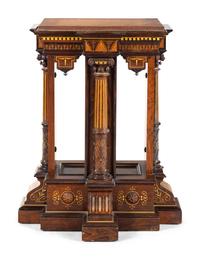 A Victorian Gilt Decorated and Part Ebonized Walnut Pedestal