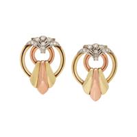 RETRO, BICOLOR GOLD, PLATINUM AND DIAMOND DRESS CLIPS