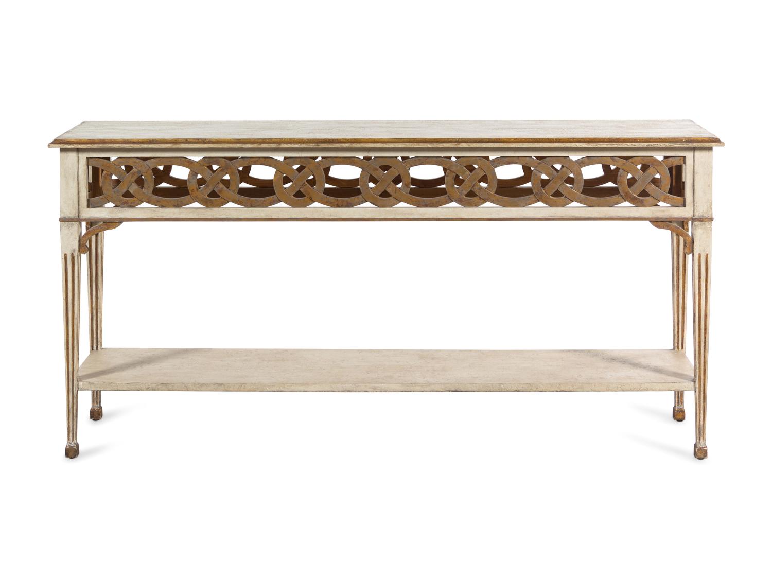 A Pierce Carved Painted Console Table