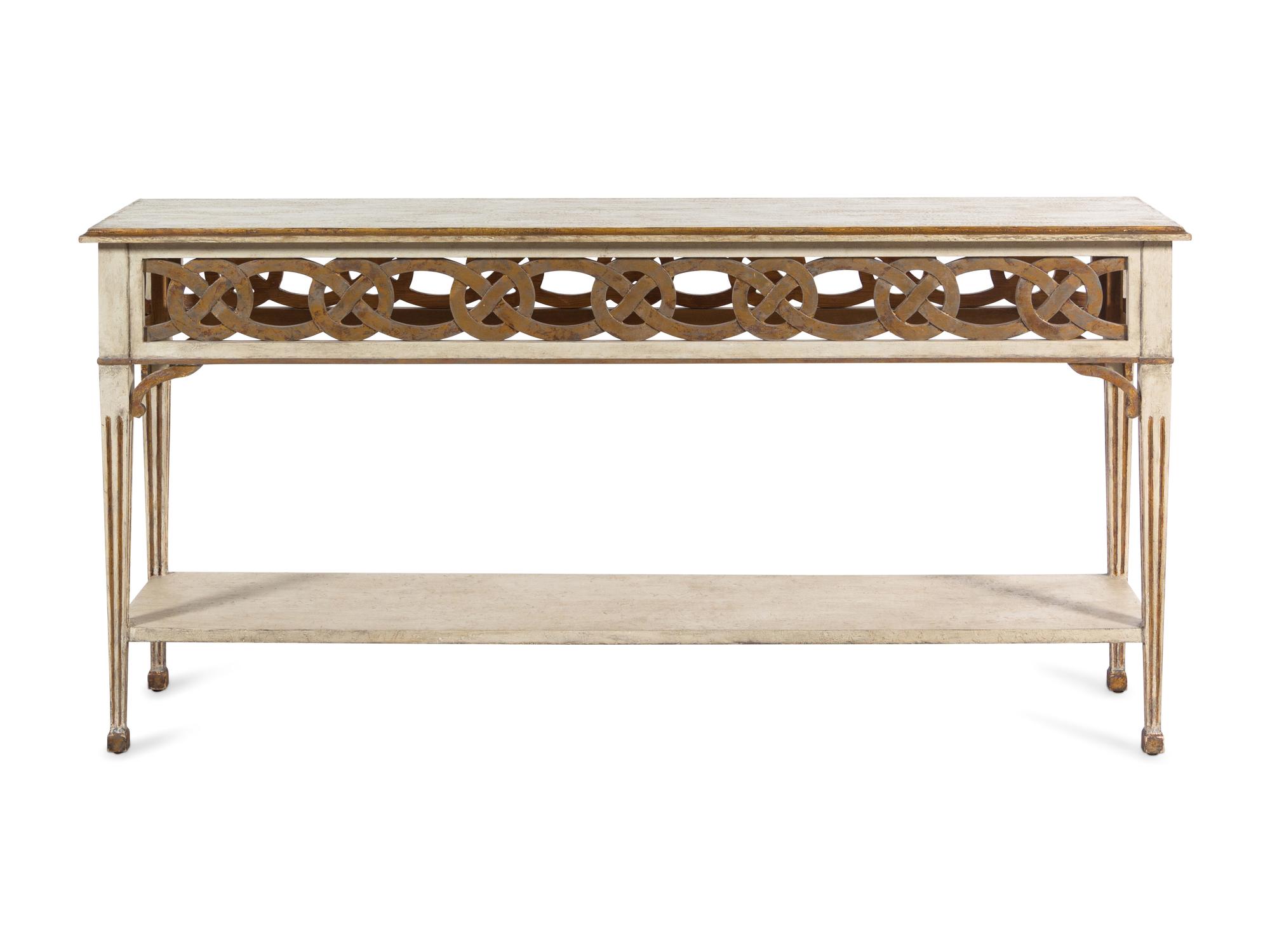 A Pierce Carved Painted Console Table