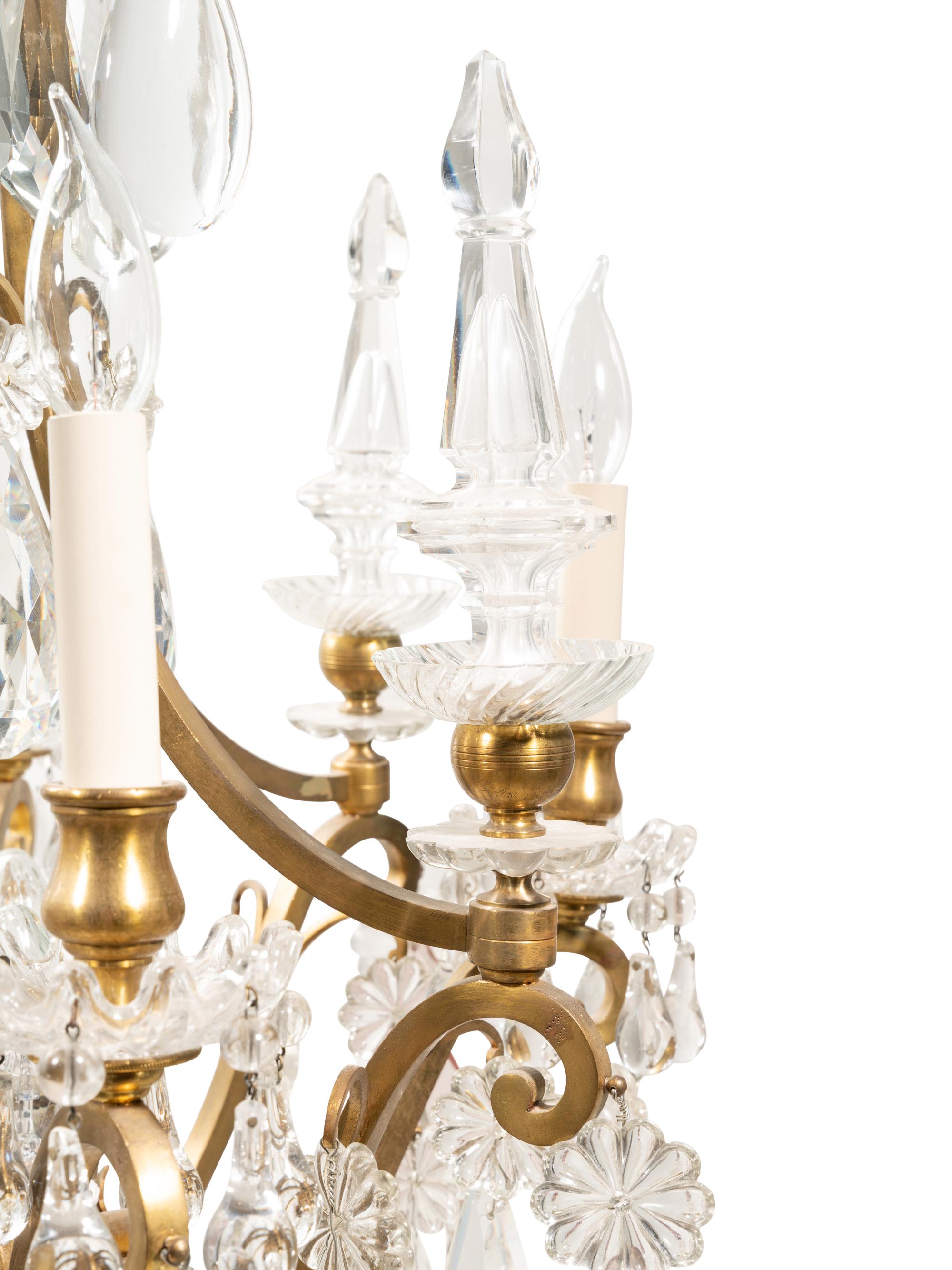 A French Gilt Bronze and Glass Ten-Light Chandelier