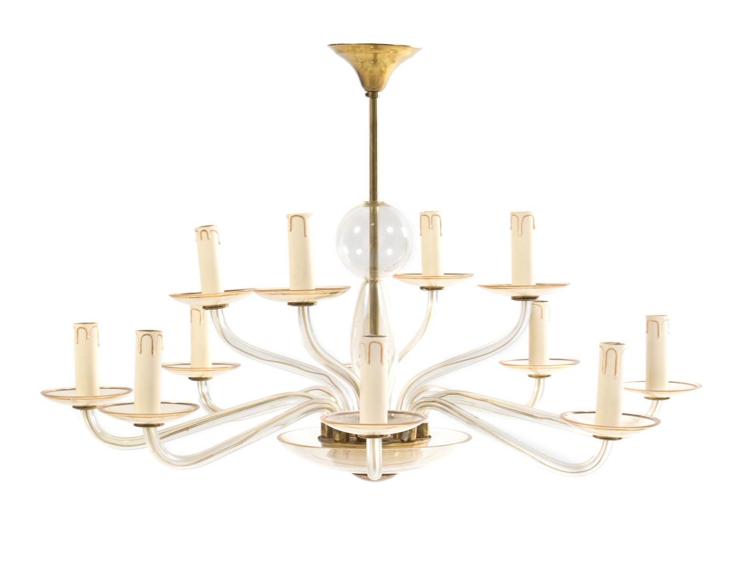Venetian, SECOND HALF 20TH CENTURY, a pair of glass chandeliers