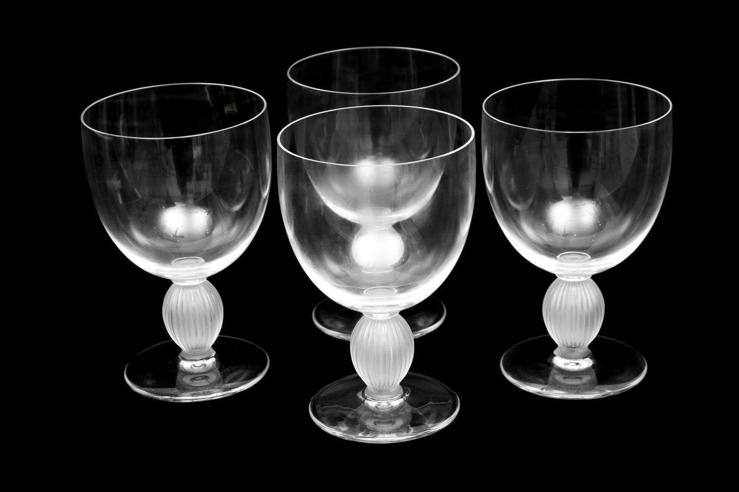 A Group of Lalique Langeais Molded and Frosted Glass Stemware — 20TH CENTURY