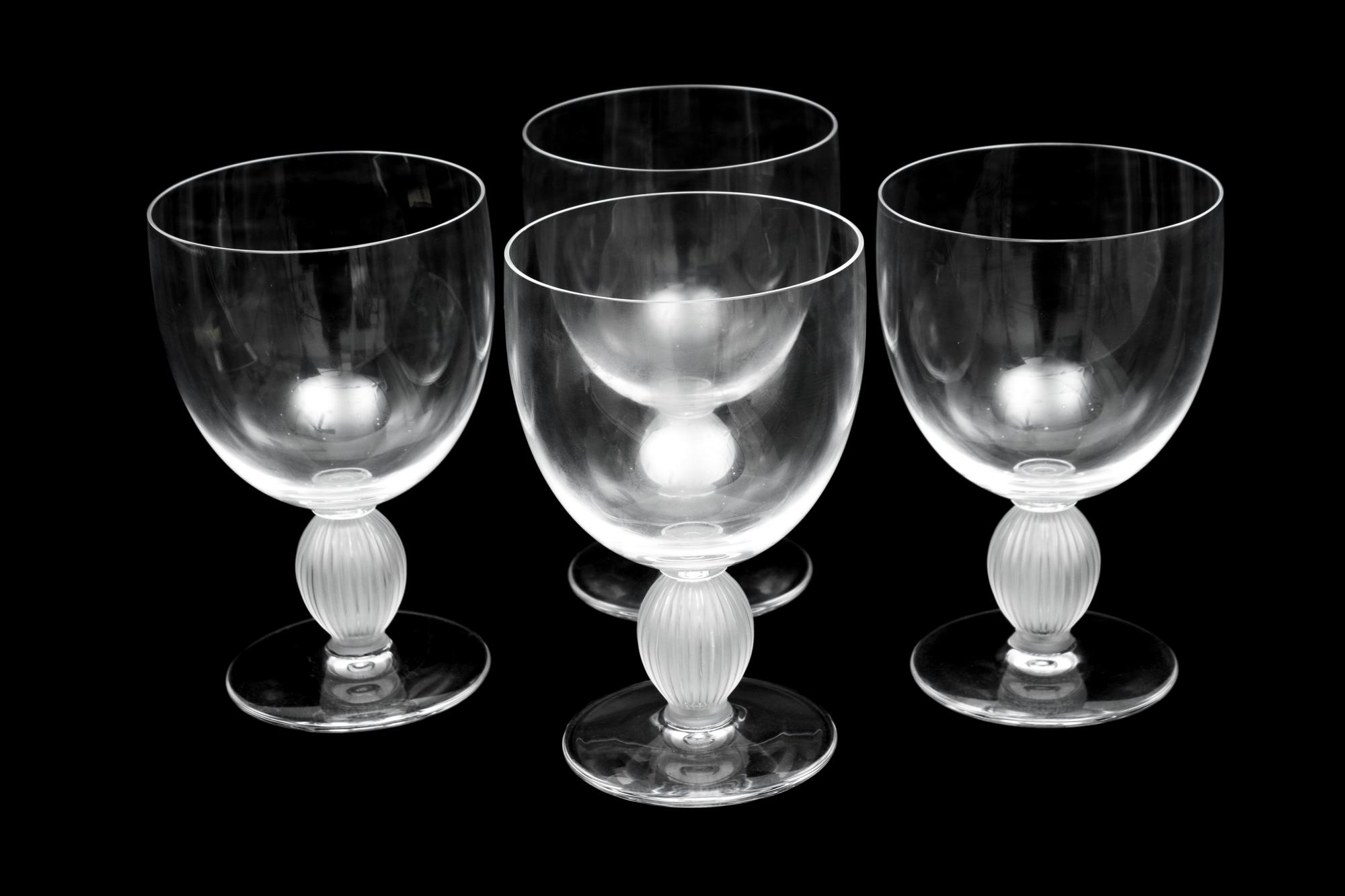A Group of Lalique Langeais Molded and Frosted Glass Stemware — 20TH CENTURY
