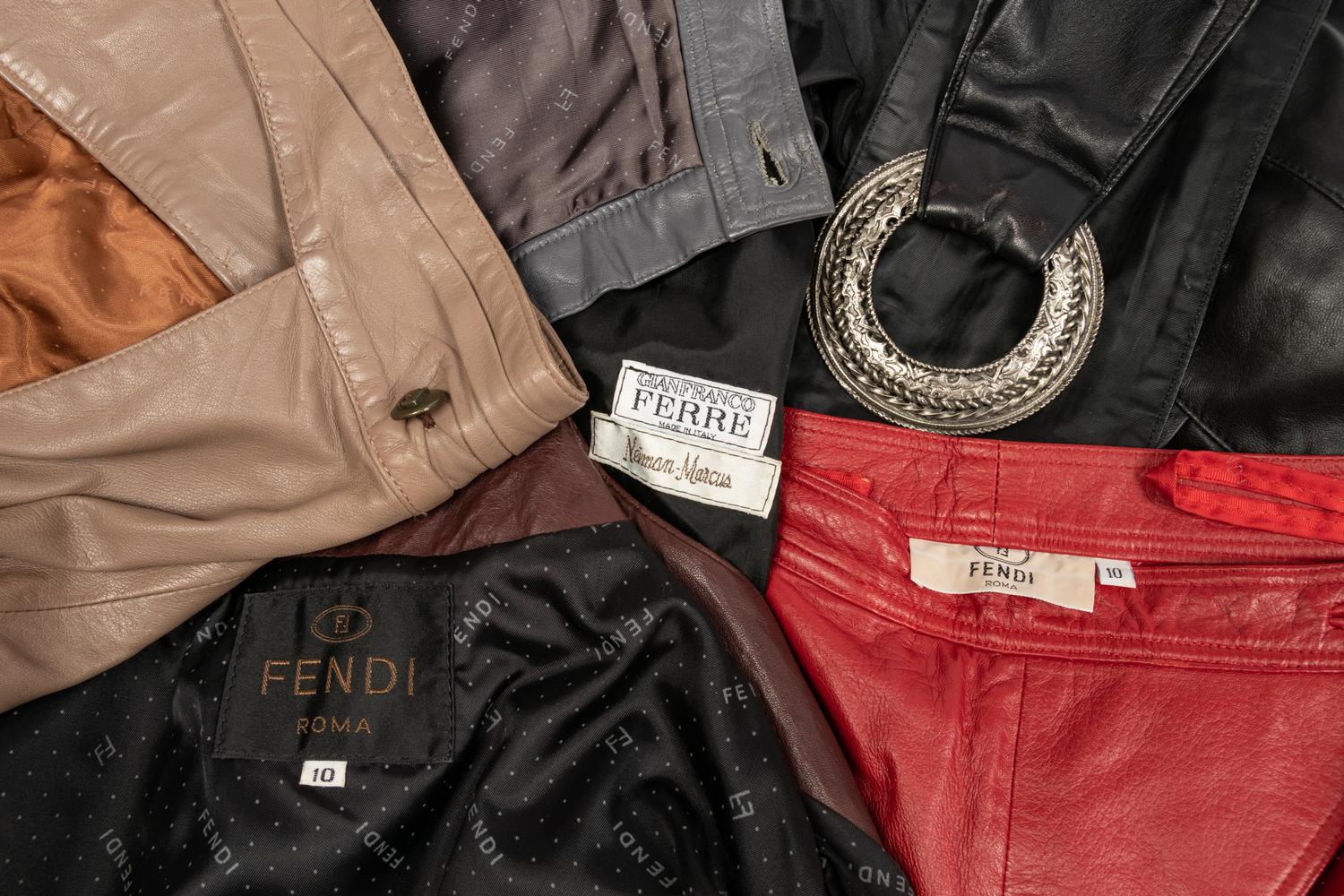 Six Designer Leather Items: Fendi & Gianfranco Ferre, 1980s