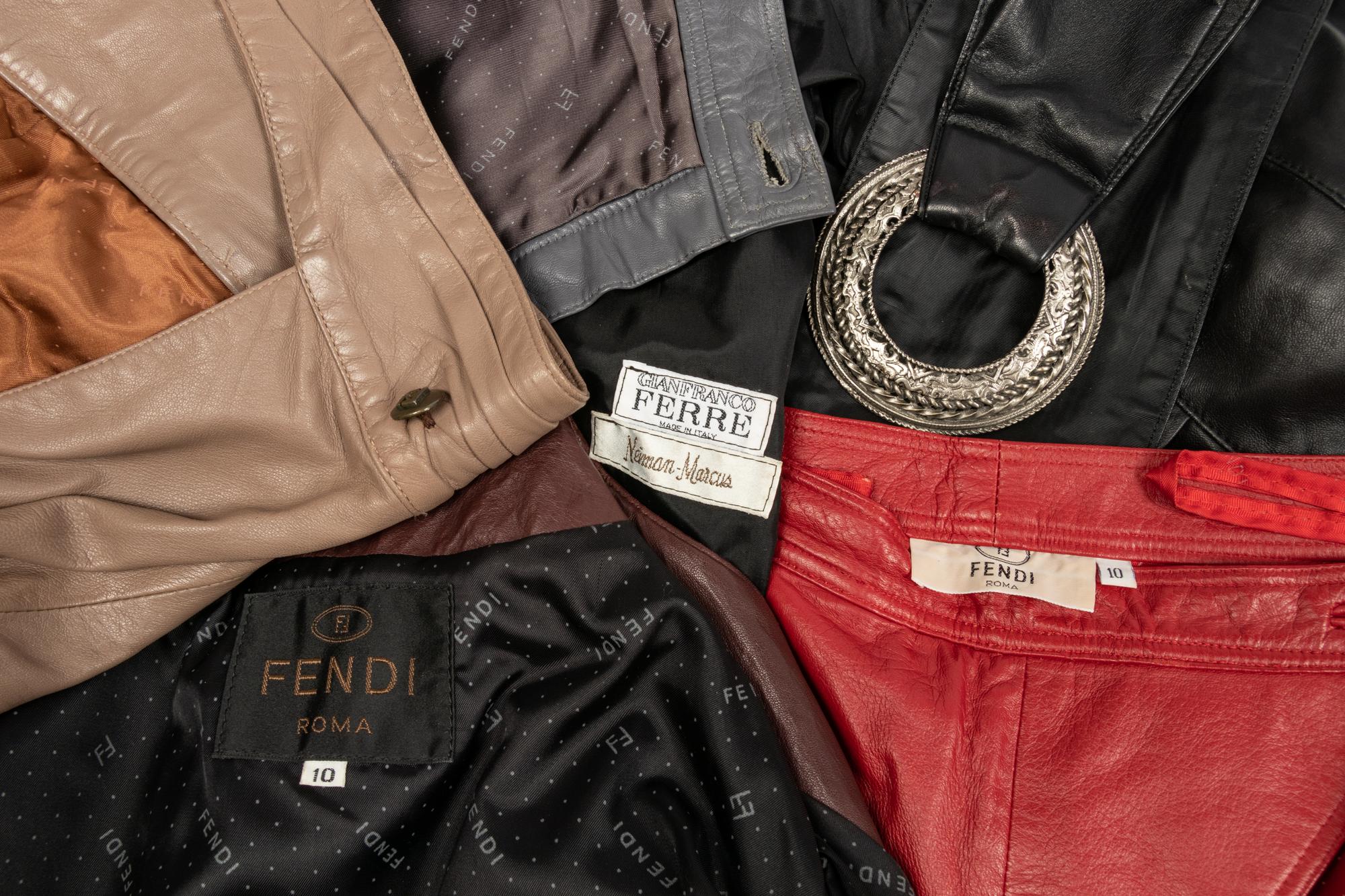 Six Designer Leather Items: Fendi & Gianfranco Ferre, 1980s