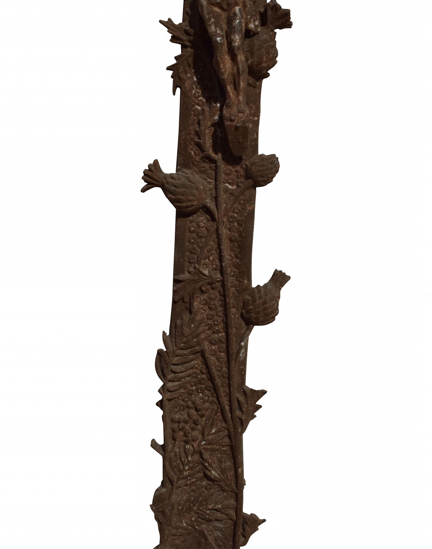 A Wrought Iron Crucifix 23" W x 3" D x 48 "H — France, 19th Century
