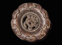 A carved Chinese hardwood censer stand, possibly Tieli Mu 硬木底座 可能為鐵梨木