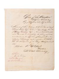 [BUFFALO SOLDIERS]. SWIFT, H.A. Autograph letter signed (" H.A. Swift), as Warden of the Missouri State Penitentiary. Jefferson City, MO, 5 July 1868.