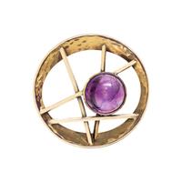 MODERNIST, YELLOW GOLD AND AMETHYST BROOCH