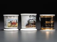Three Railroad Worker's Porcelain Occupational Shaving Mugs