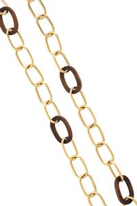 YELLOW GOLD AND WOOD CHAIN NECKLACE