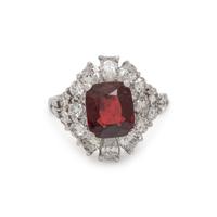 SPINEL AND DIAMOND RING
