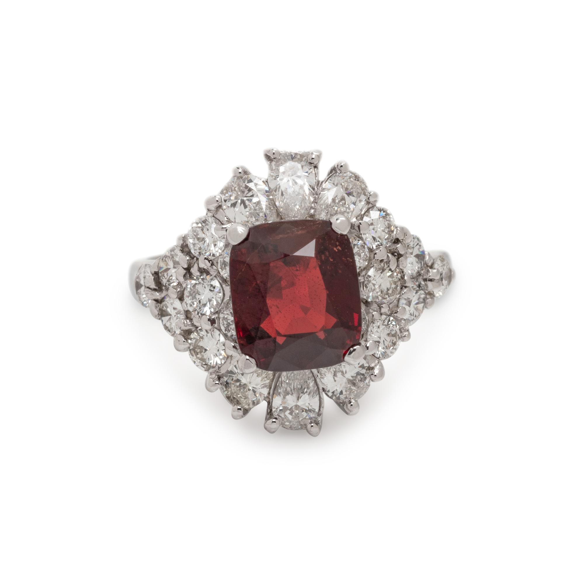 SPINEL AND DIAMOND RING