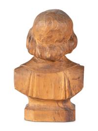 A Carved Wood Bust of a Man, Possibly St. John Vianney