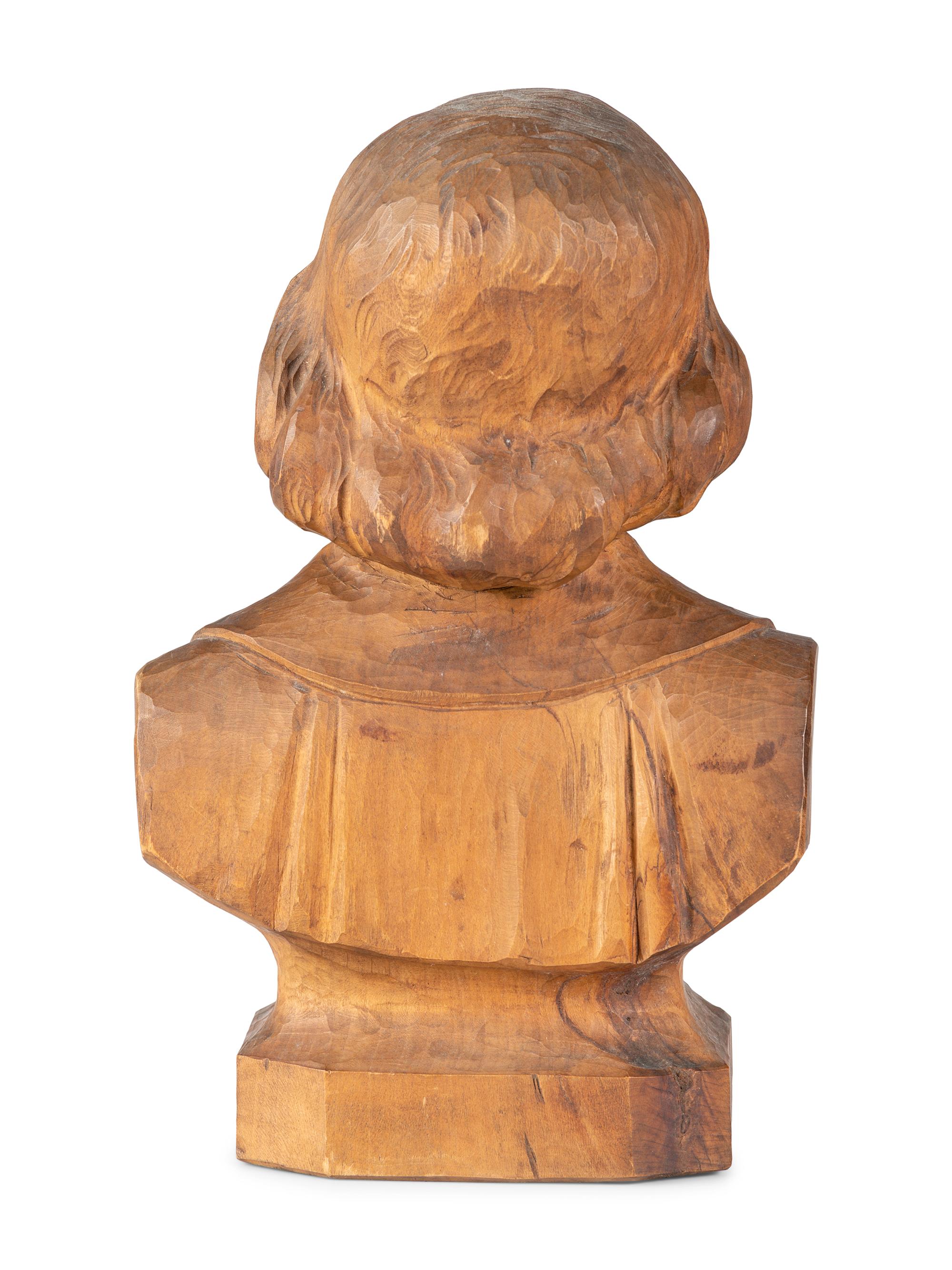 A Carved Wood Bust of a Man, Possibly St. John Vianney