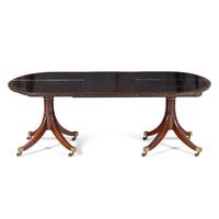 A George III Style Brass Inlaid Mahogany Dining Table