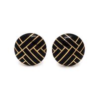 ASCH GROSSBARDT, YELLOW GOLD AND ENAMEL EARCLIPS