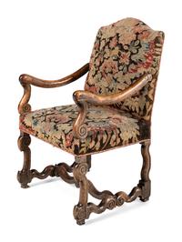 A Pair of Louis XIII Walnut Fauteuils with Gros Point Upholstery