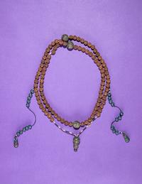 A Carved Fruit Nut and Cloisonné Enamel Court Necklace, Chaozhu