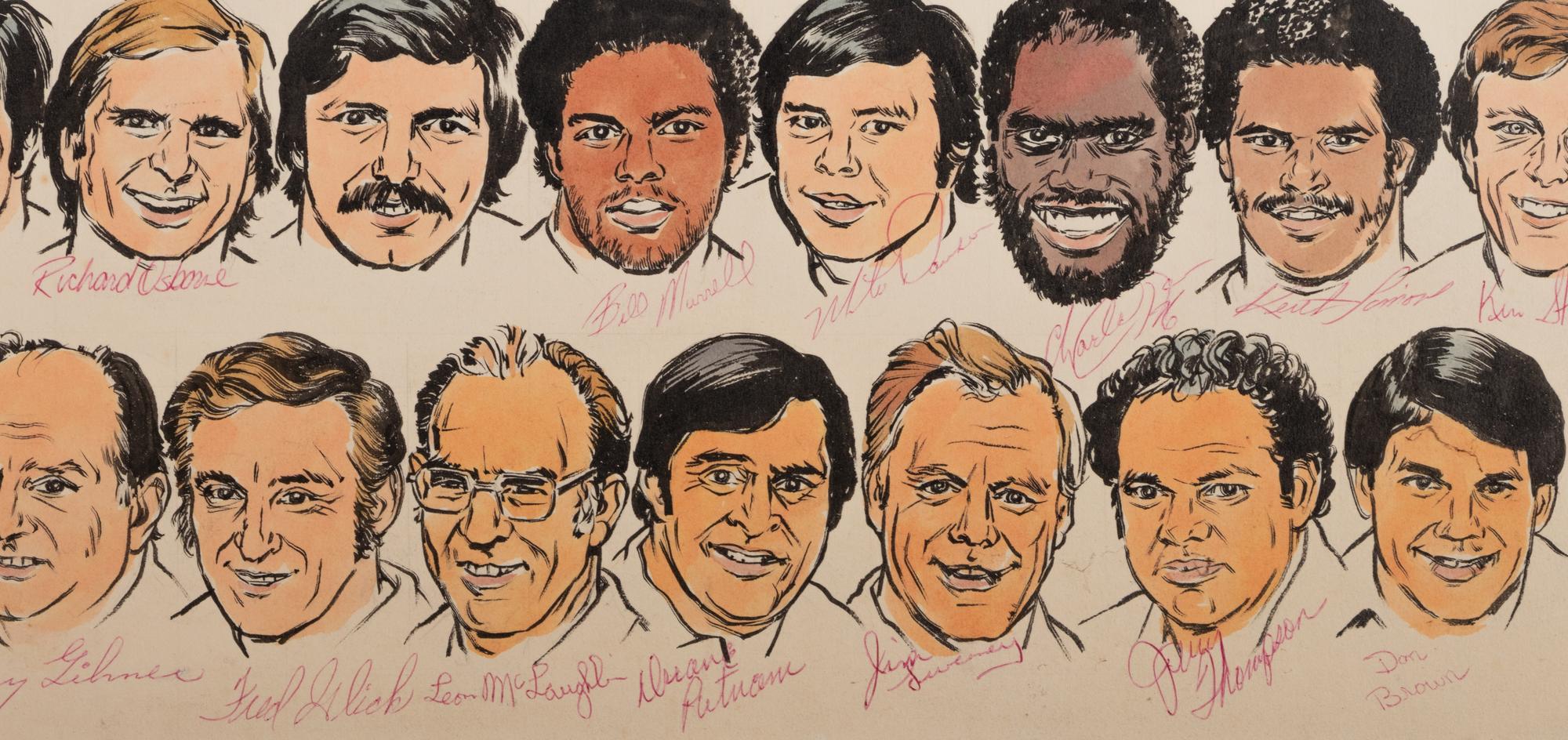 A 1979 Amadeee Wohlschlaeger Original St. Louis Cardinals Team Signed Autograph Artwork from The Collection of Hall of Fame Oklahoma Football Coach Bud Wilkinson