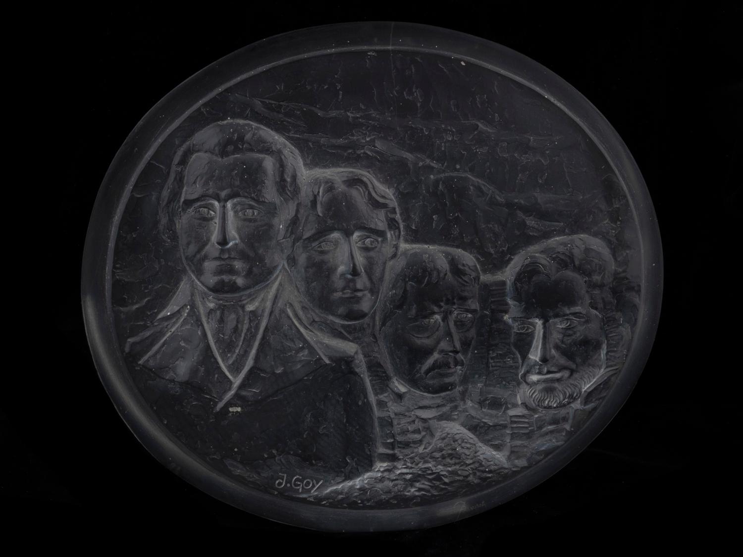 A Large Baccarat Desk Ornament: Mount Rushmore — SIGNED J GOY, FOR THE BICENTENNIAL, DATED 1976