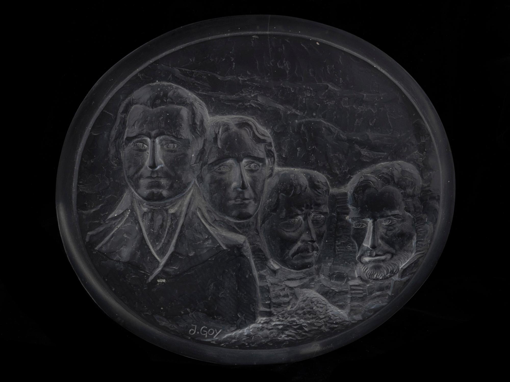 A Large Baccarat Desk Ornament: Mount Rushmore — SIGNED J GOY, FOR THE BICENTENNIAL, DATED 1976