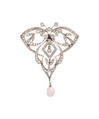 Art Nouveau, Pearl and Diamond Pendant/Brooch