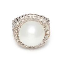 CULTURED PEARL AND DIAMOND RING