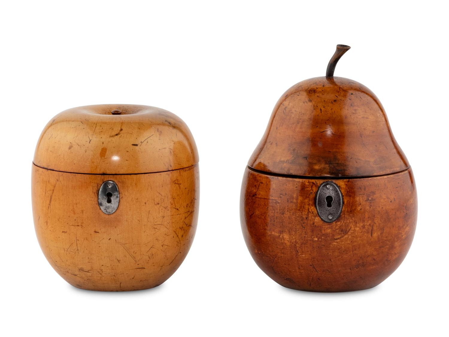 Two English Fruit-Form Tea Caddies